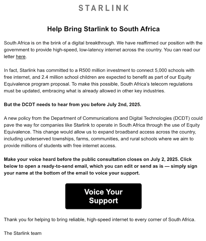 Starlink Letter